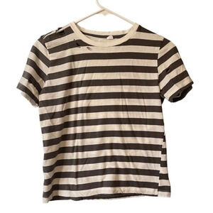 🔹5/$25🔹Pacsun Gray‎ and off White Distressed Short Sleeve Striped Tee Shirt XS